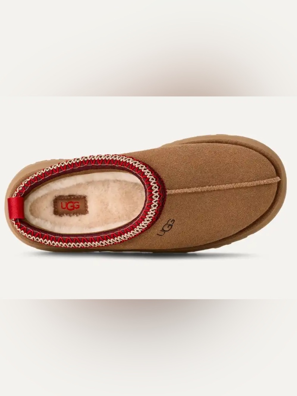 UGG Chestnut Tasman II Suede Slip-Ons with Red Accent Trim, 9 - Picture 1 of 13